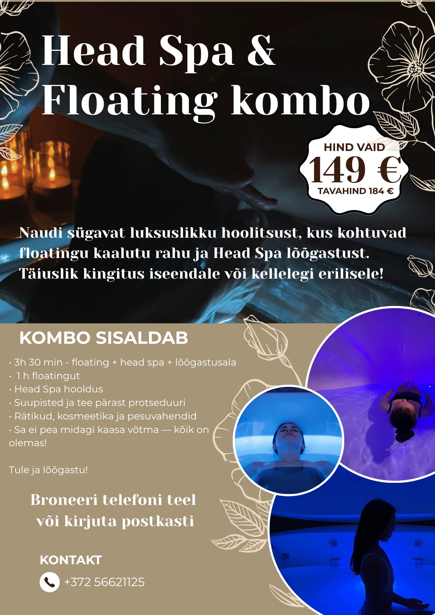 head spa & floating therapy offer euro149